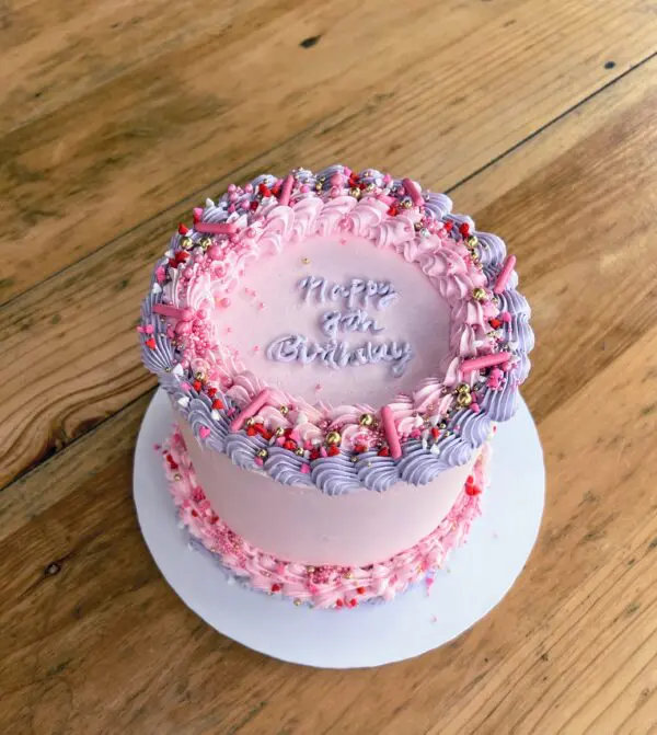 Vegan and Gluten-free Piped Sprinkle Cake