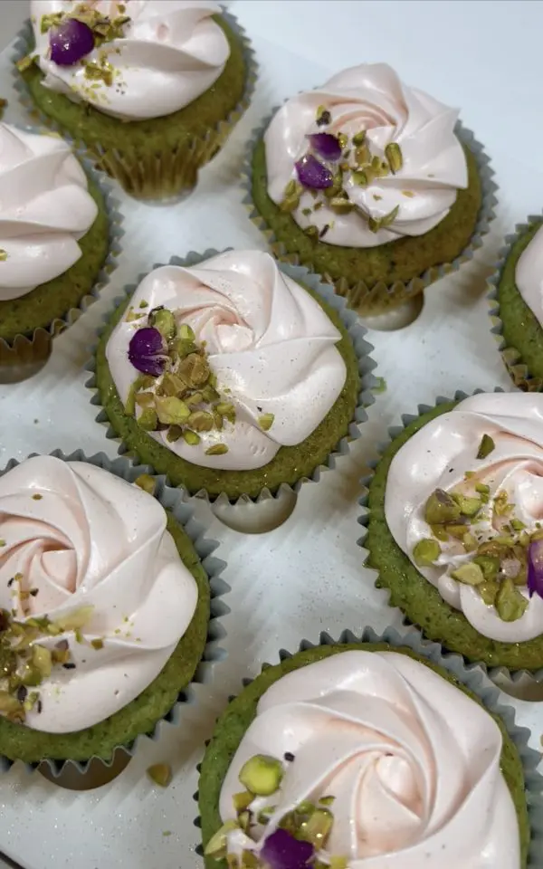 Pistachio, Lemon and Rose Cupcakes